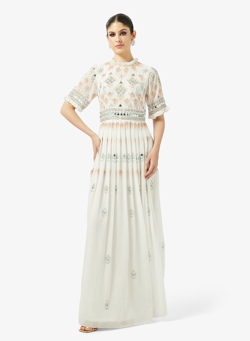 Amelia Rose Embellished crew neck maxi dress - Image 1